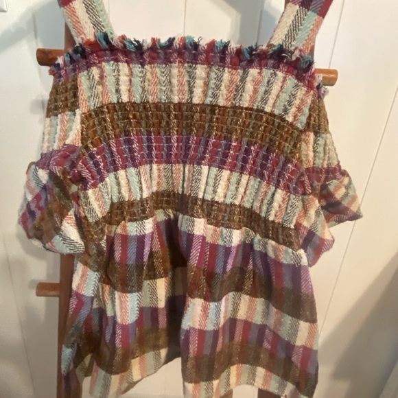 Dra Los Angeles Multicolor Plaid Off-Shoulder Blouse - Picture 5 of 5